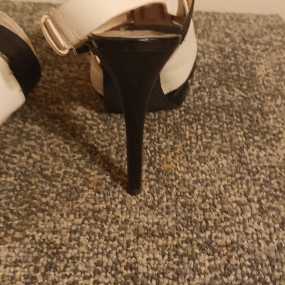 Michael Kors Women's Black and White Strappy High Heel Platform Seville Sandals - Picture 5 of 5